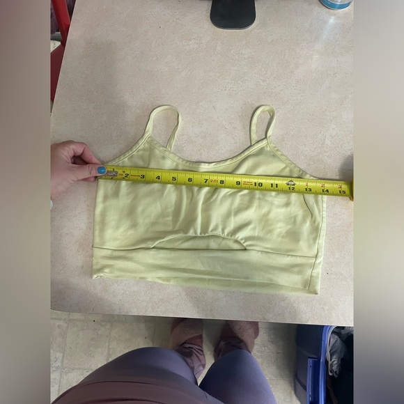 Pomelo Project Light Greenish Butter Yellow Cut Out Crop Top - Picture 6 of 6